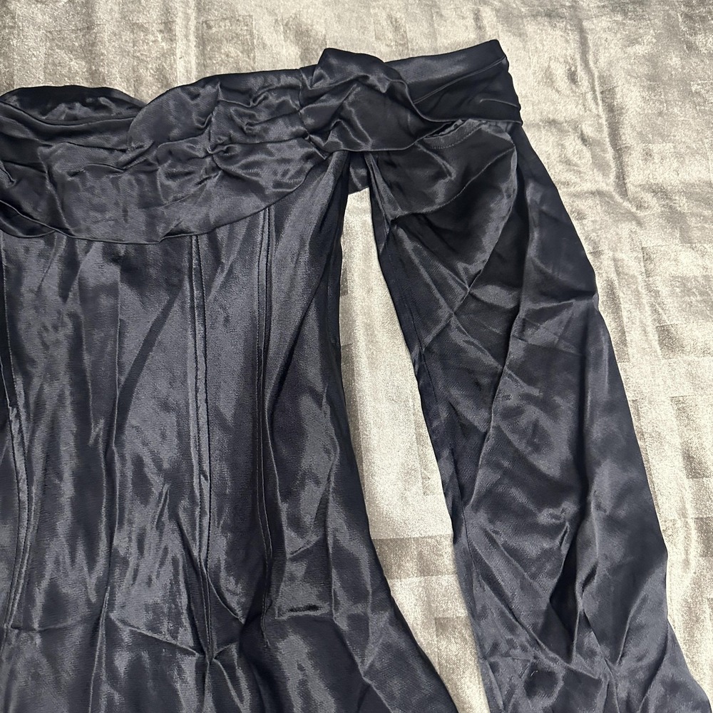 Meshki Black Satin Off-Shoulder Mini Dress - Picture 3 of 15